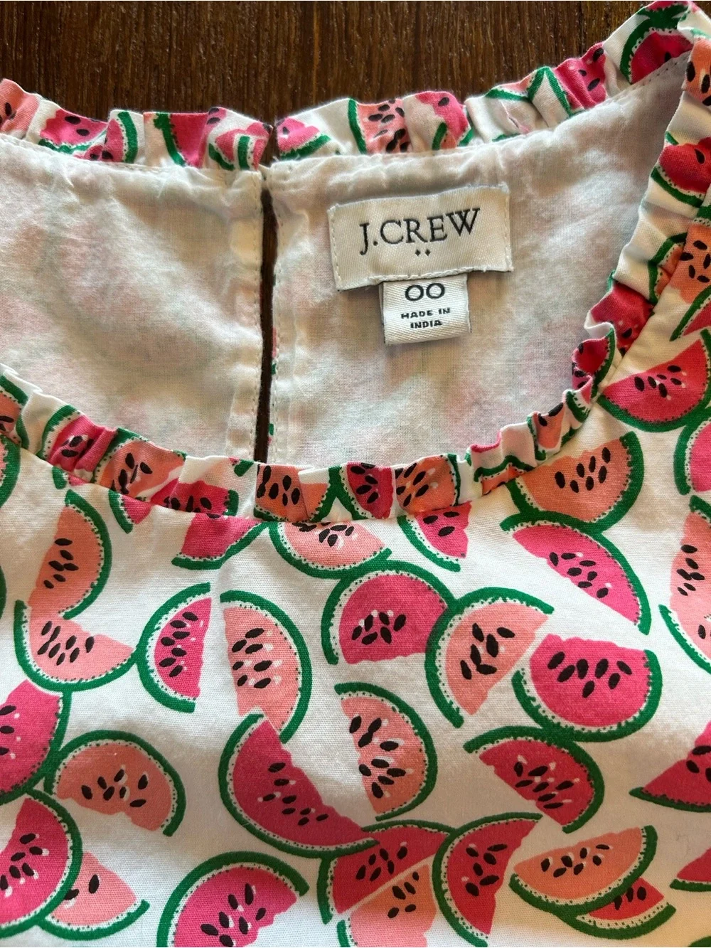 J.Crew Re-Imagined Watermelon Print Tiered Ruffle Dress Size 00